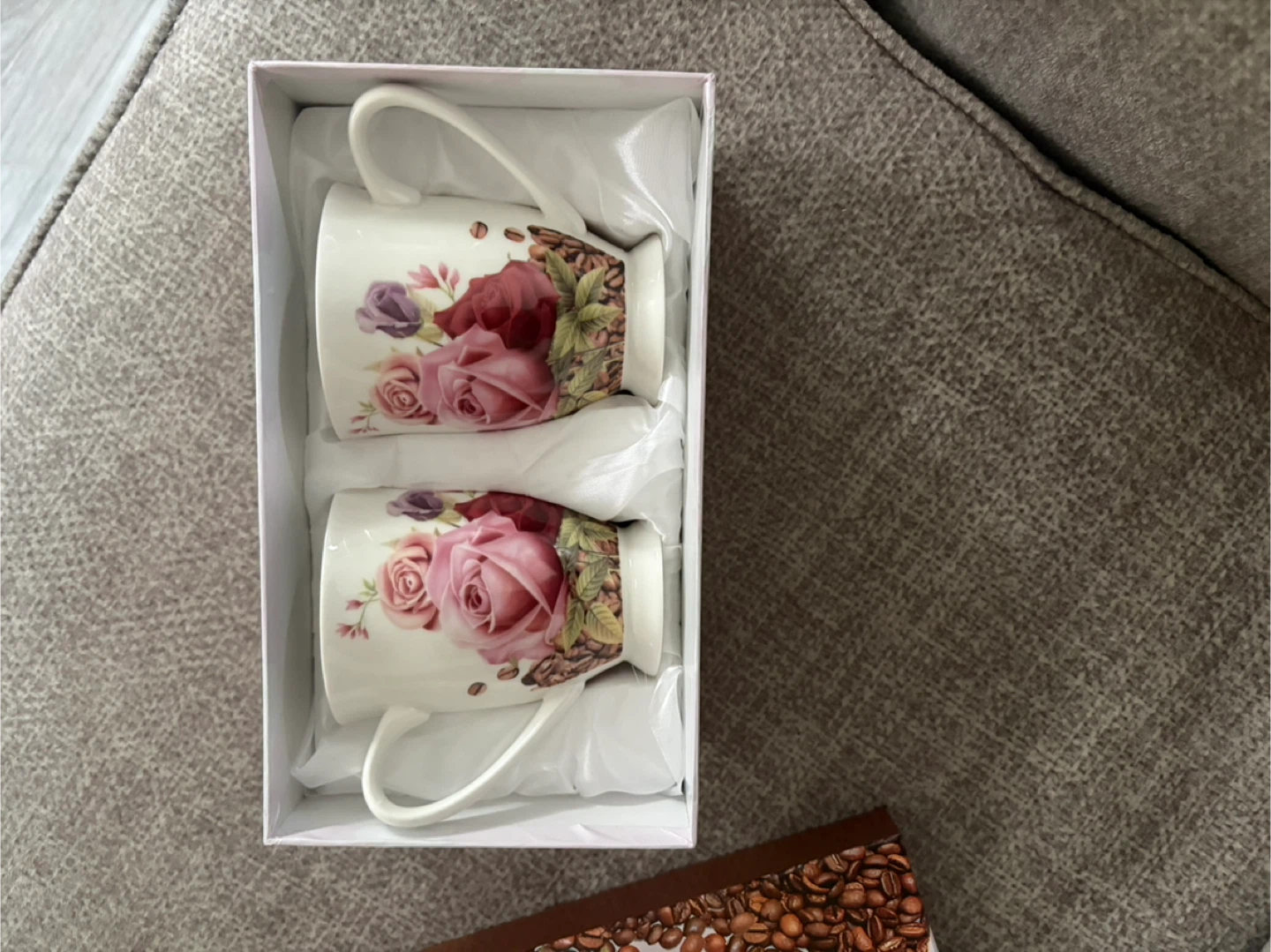 Peach Roses Coffee Mugs Set (2) with Gift Box - photo 2