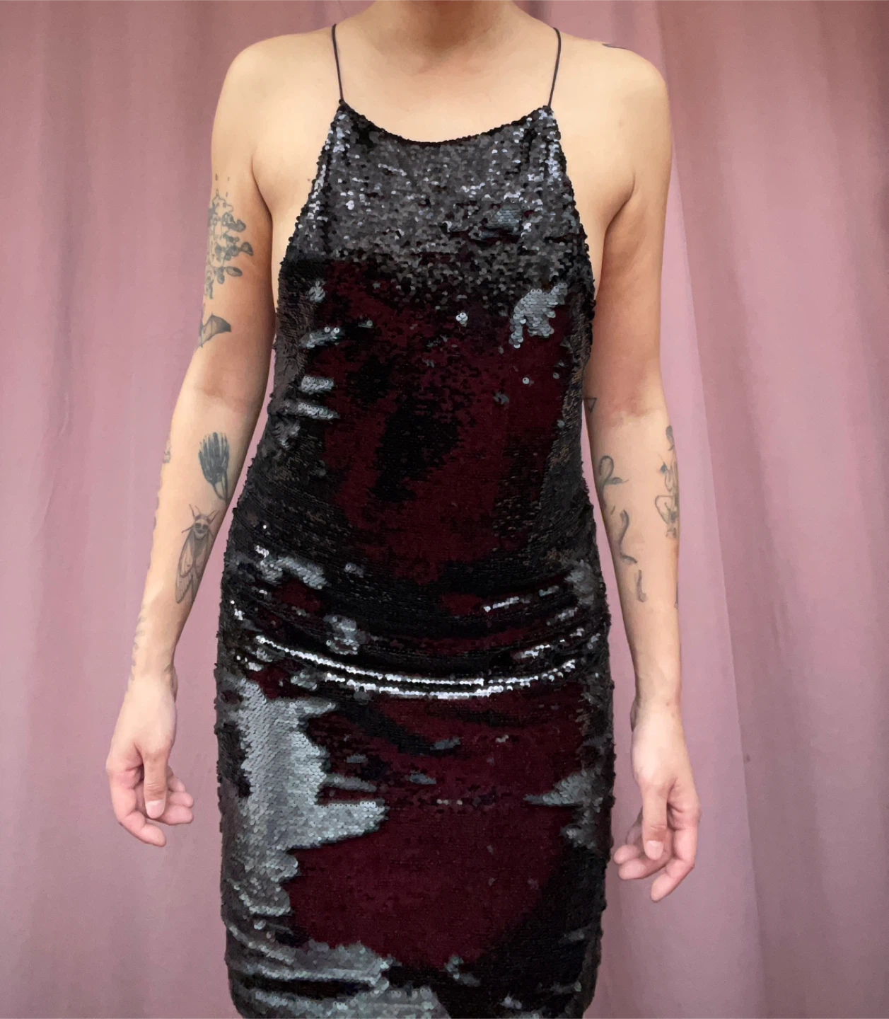 Ecote Black Sequin Backless Dress, size S - photo 5
