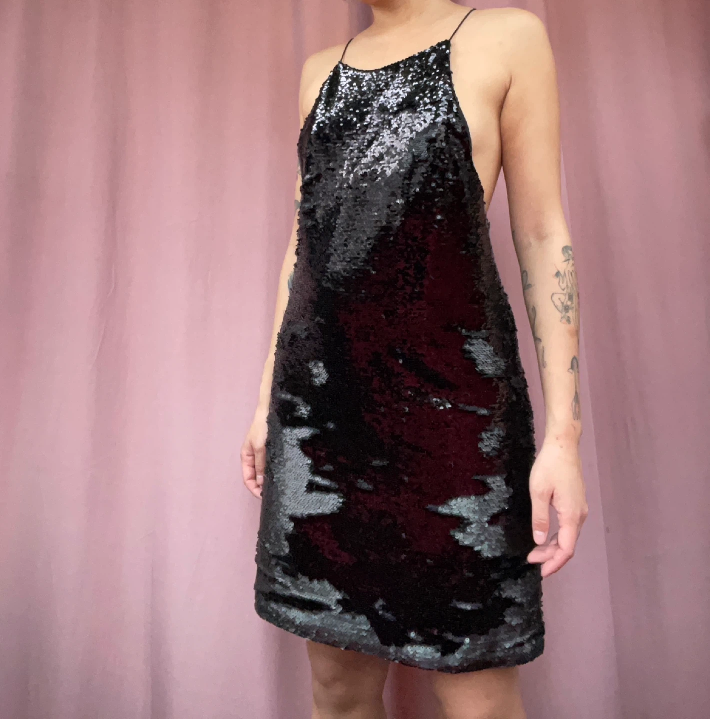 Ecote Black Sequin Backless Dress, size S - photo 4