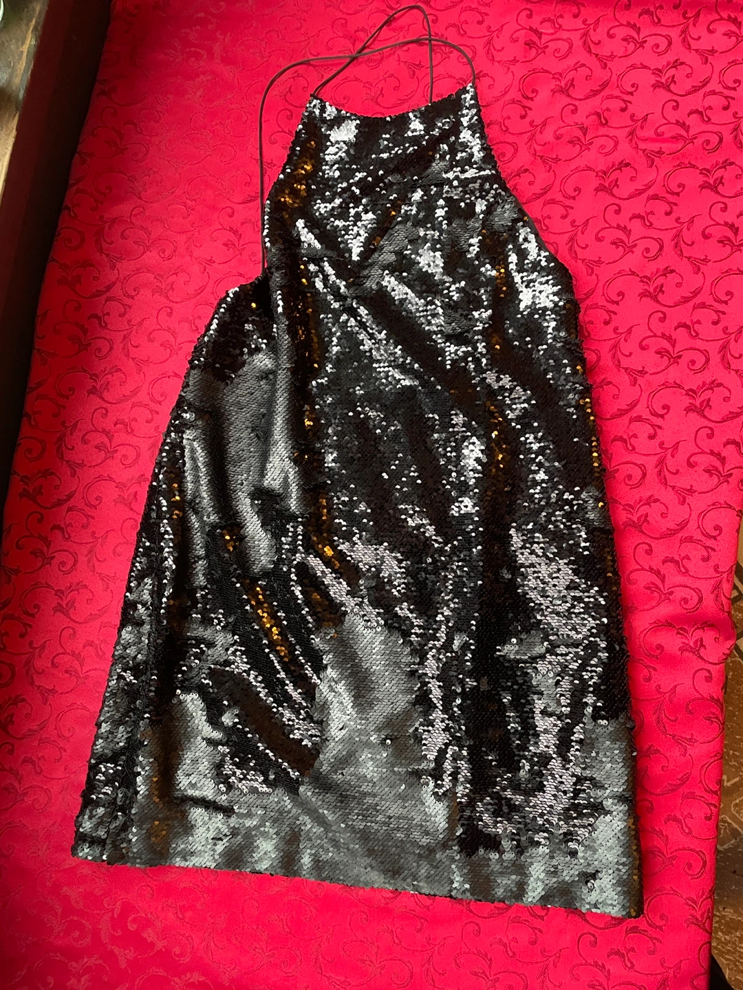 Ecote Black Sequin Backless Dress, size S