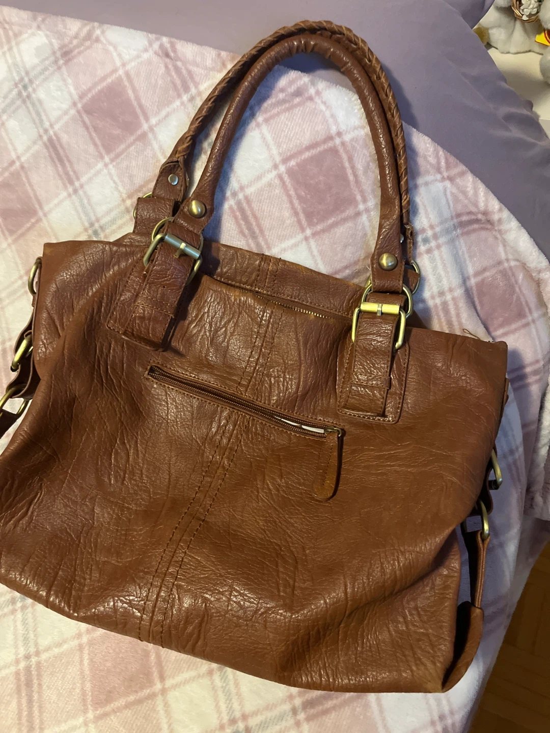 ALDO Brown Leather Tote Handbag