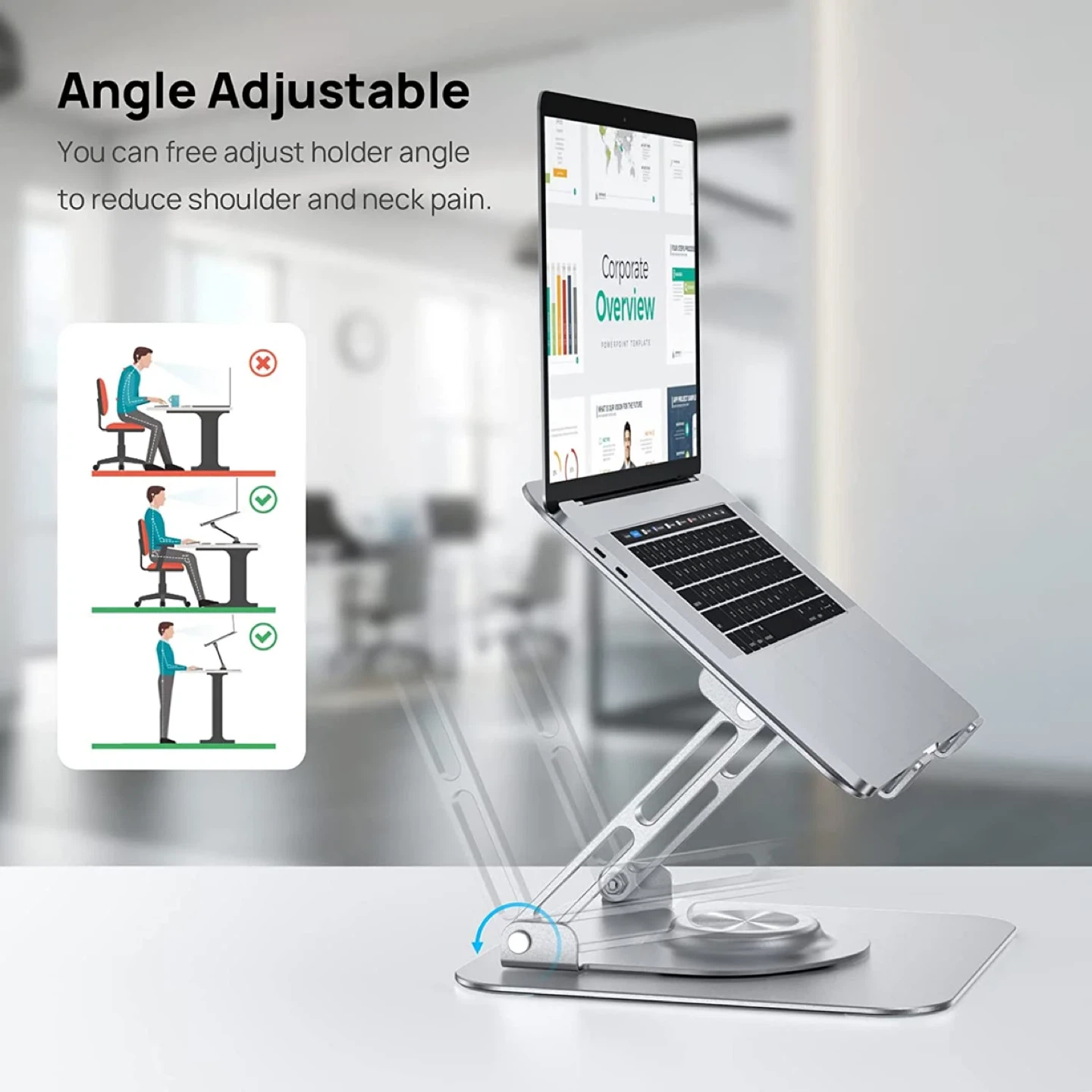 Adjustable Aluminum Laptop Stand with 360 Rotation - photo 3