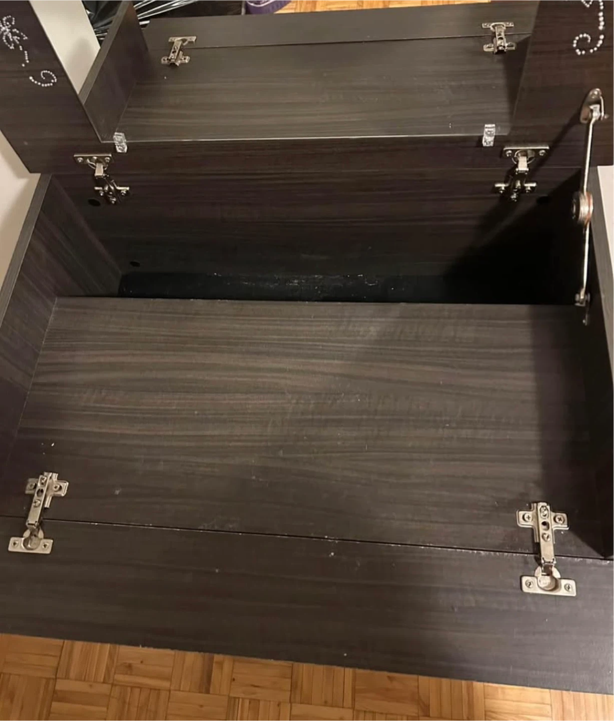 Dark Wood Vanity Desk with Mirror - photo 3