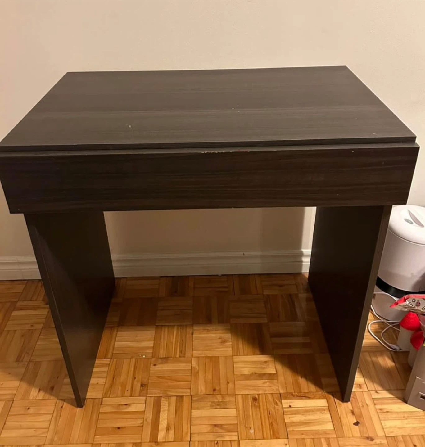 Dark Wood Vanity Desk with Mirror