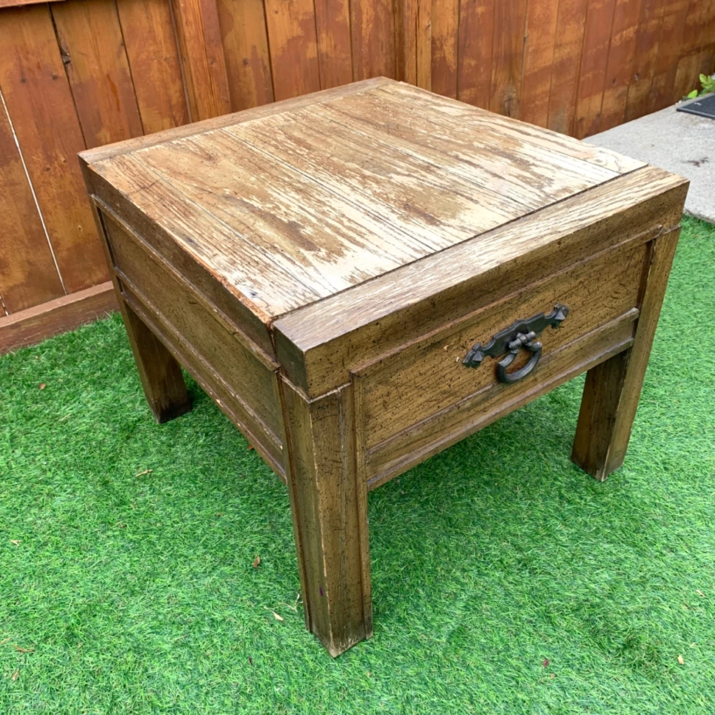 Vintage Wooden End Table with Drawer - photo 3