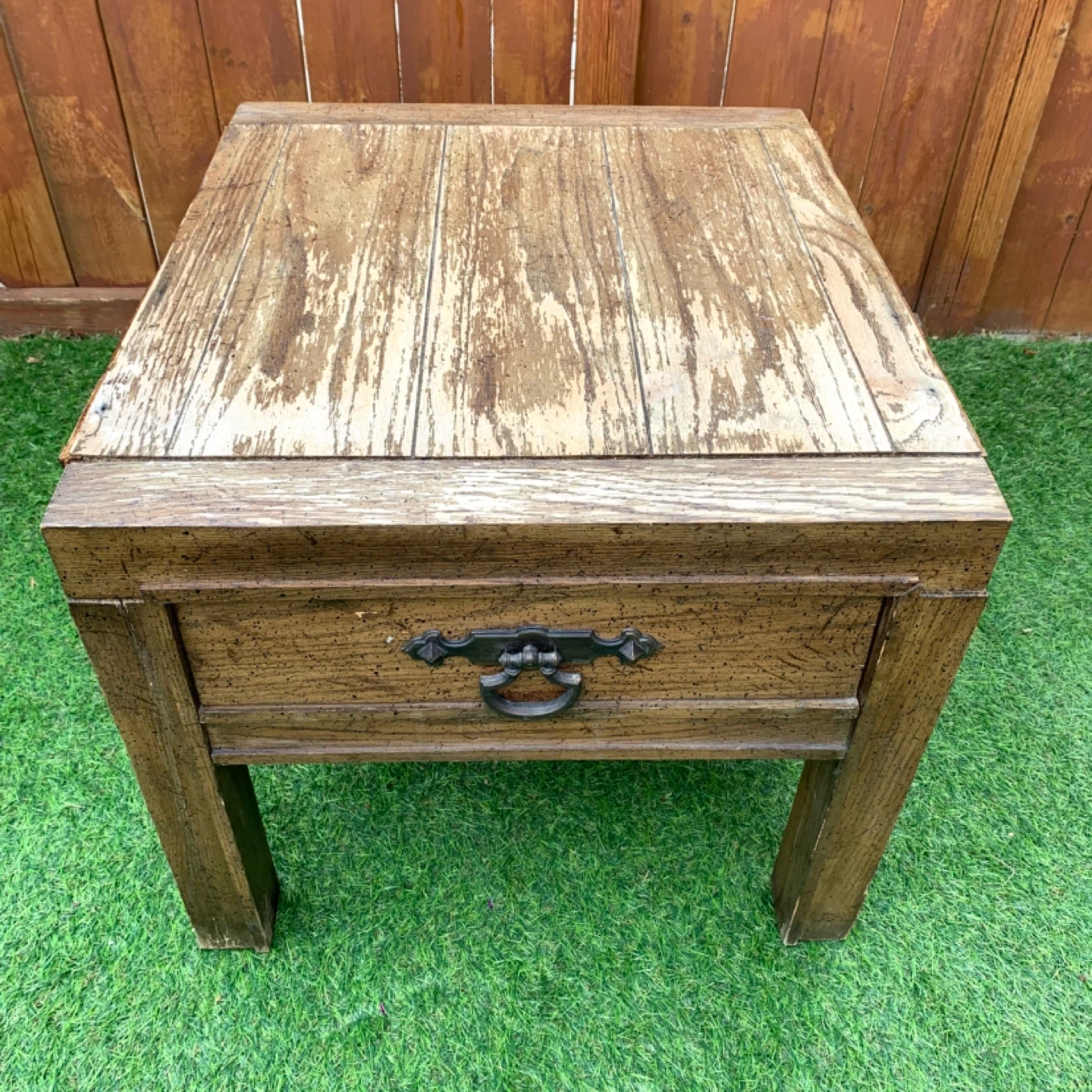 Vintage Wooden End Table with Drawer - photo 2