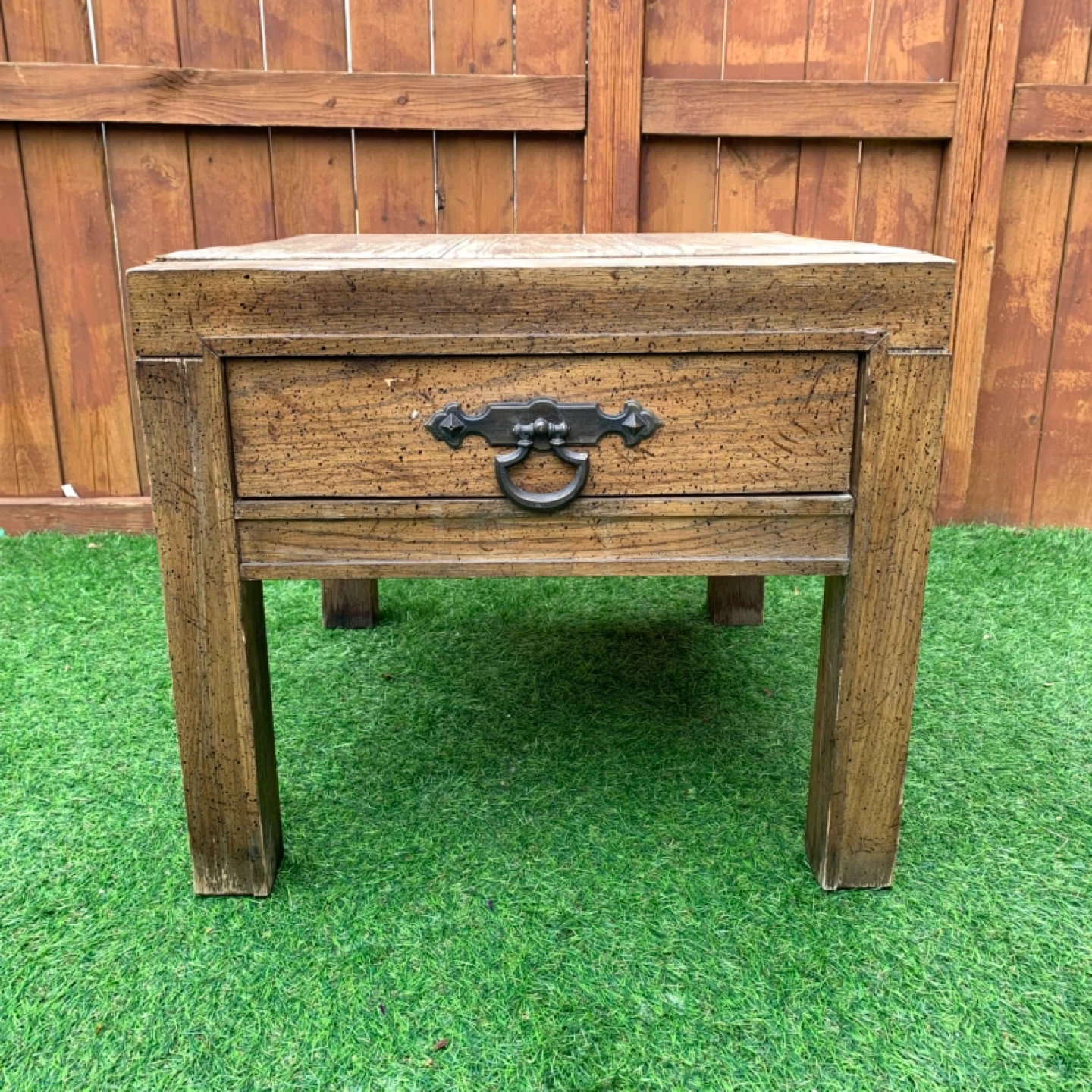 Vintage Wooden End Table with Drawer