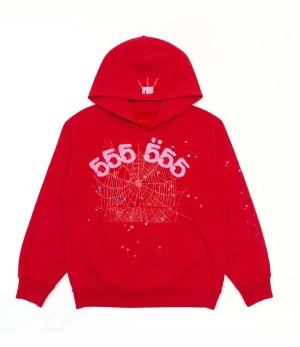 Red 555 Spiderweb Hoodie Size L