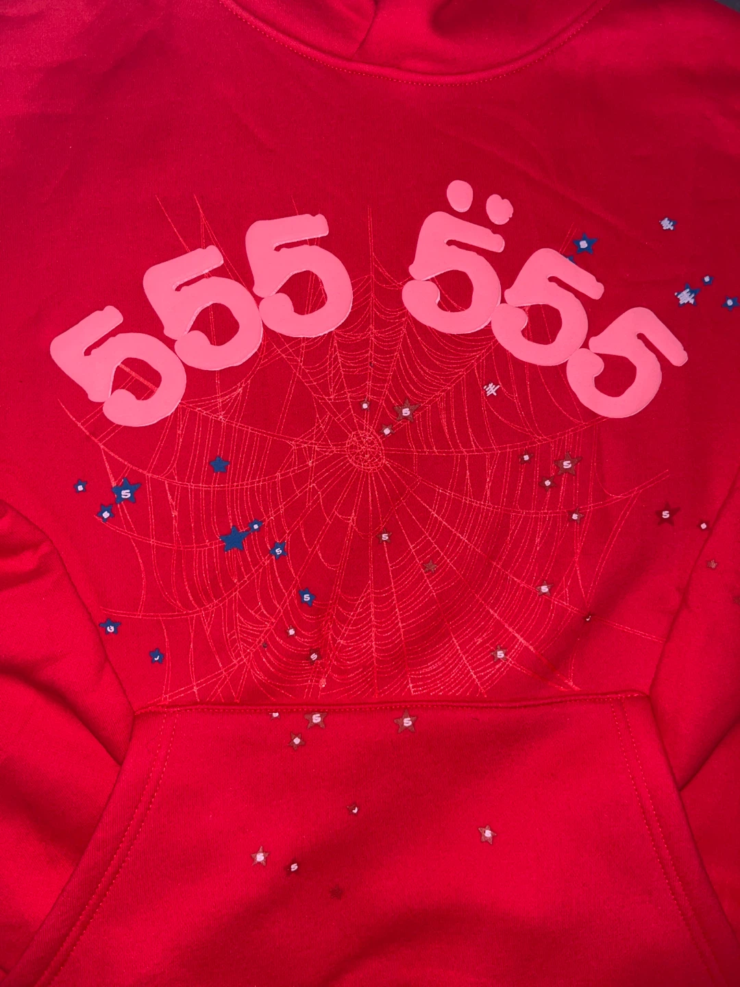 Red 555 Spiderweb Hoodie Size L - photo 4