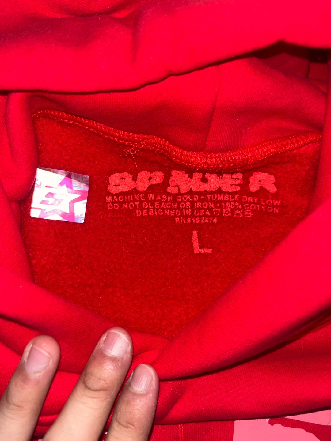 Red 555 Spiderweb Hoodie Size L - photo 3