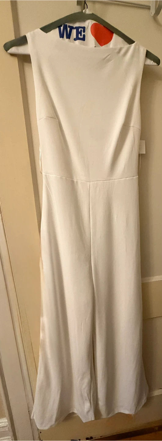 White Lace-Up Back Jumpsuit - photo 4