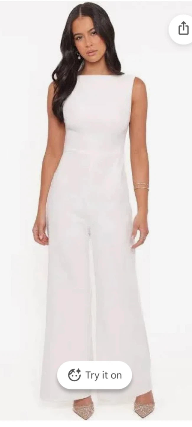 White Lace-Up Back Jumpsuit