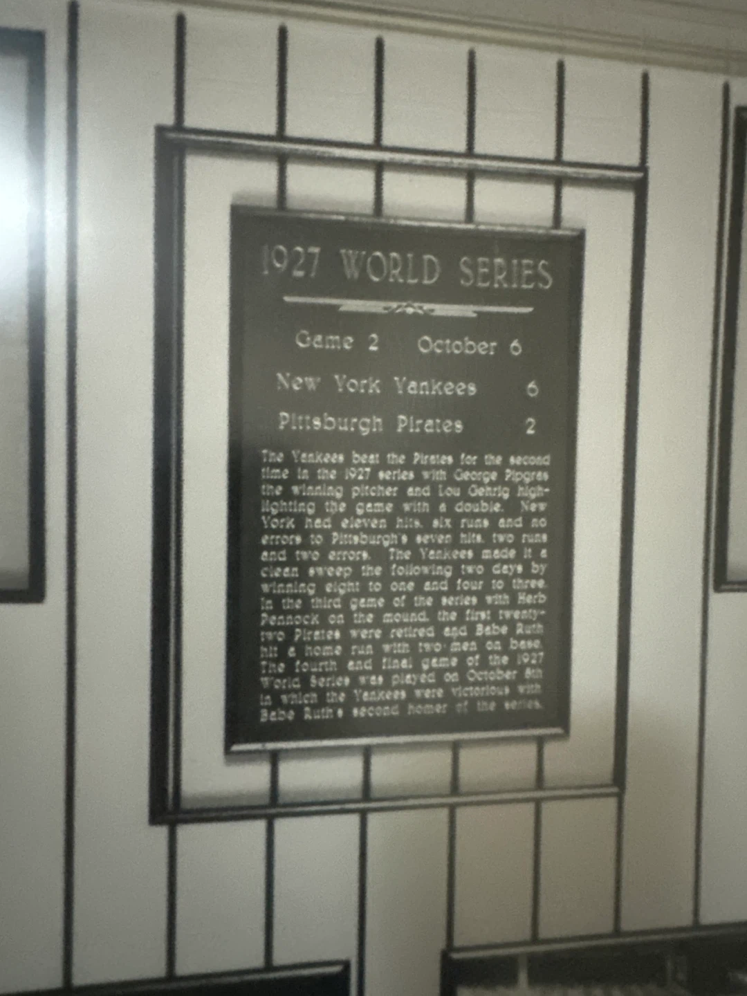 1927 World Series Framed Display - photo 3