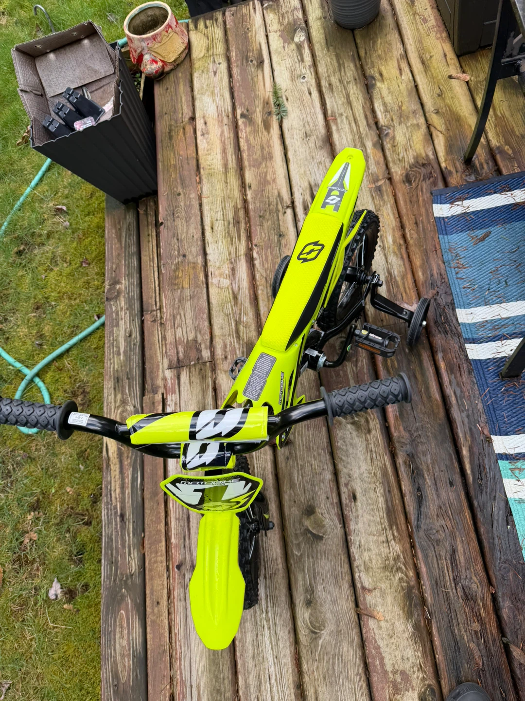 Kids "Motobike" Bicycle with Training Wheels - Bright Yellow - photo 4
