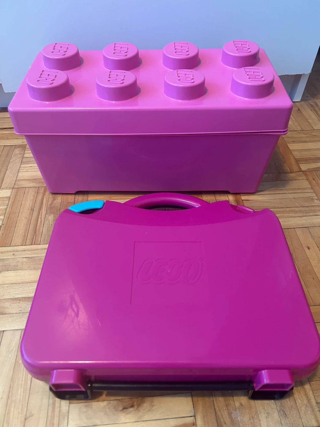 LEGO Storage Bin, divider case, and LEGO friends ranch set