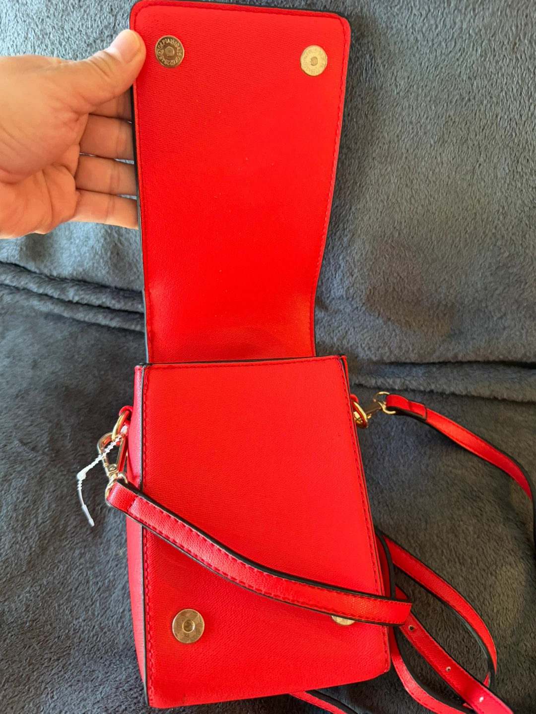 Red Mini Handbag with Gold Ring Handle🥕 - photo 4