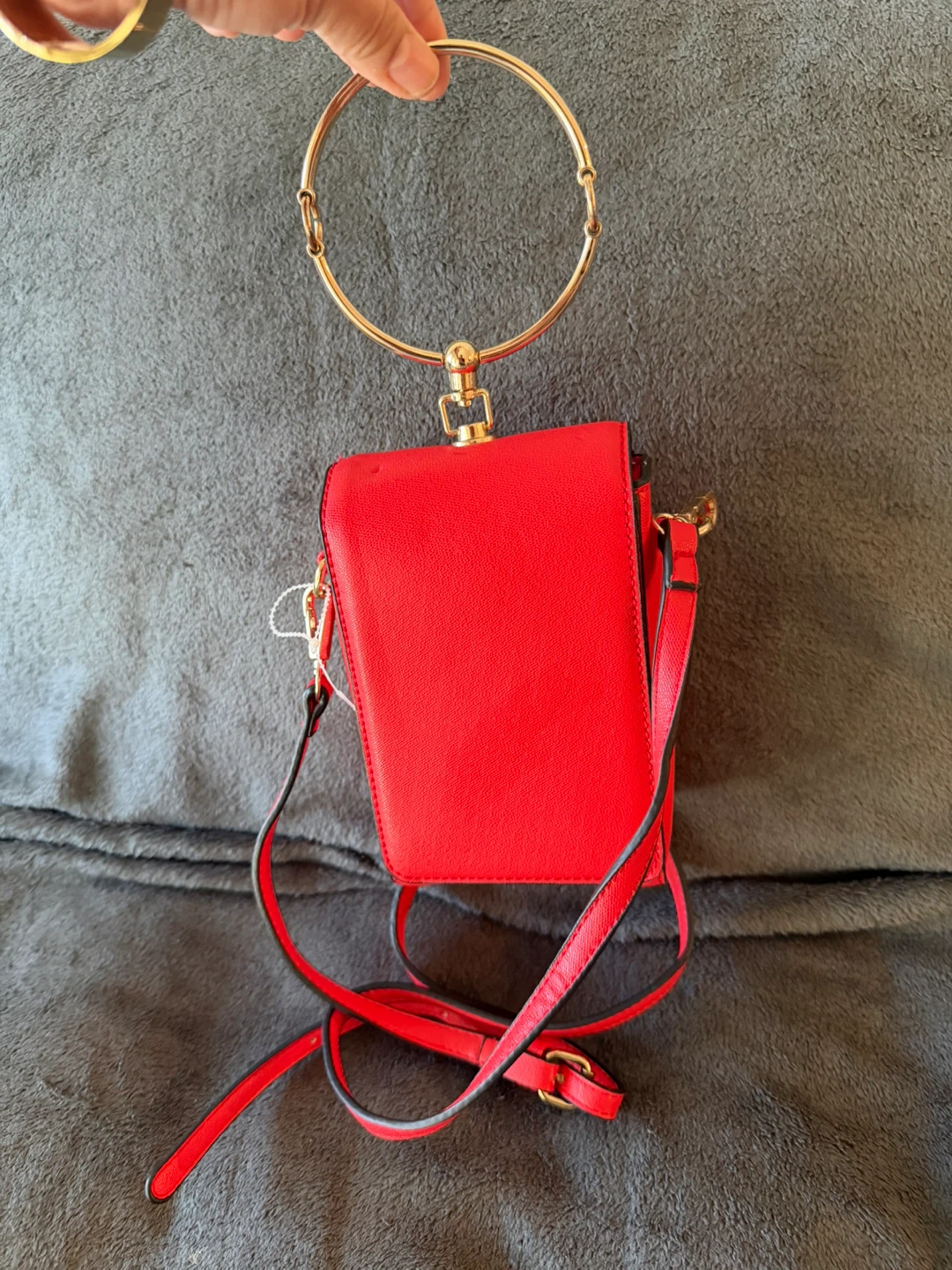 Red Mini Handbag with Gold Ring Handle🥕 - photo 2