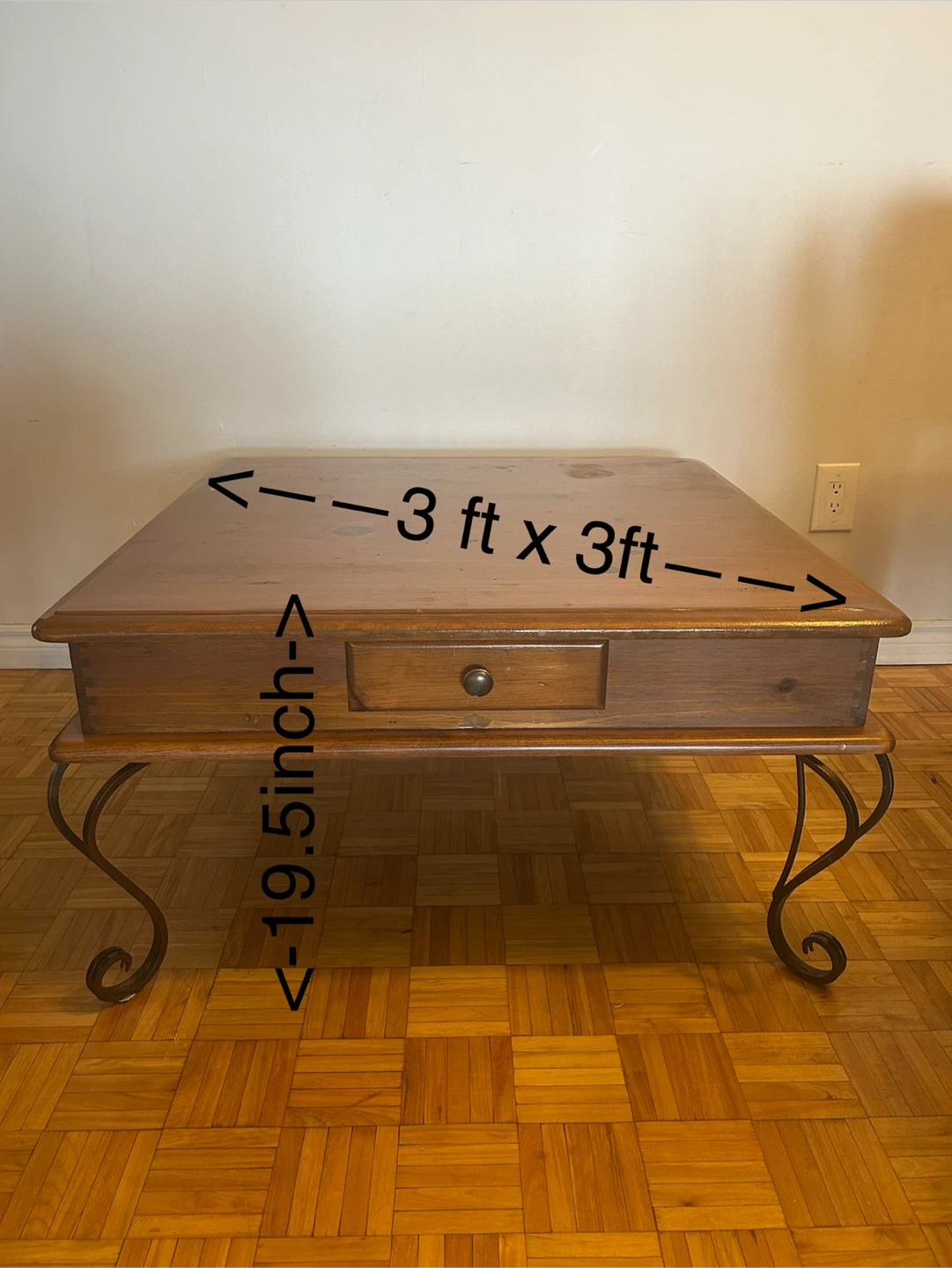 Solid Wood large antique Coffee Table with 2 Drawer