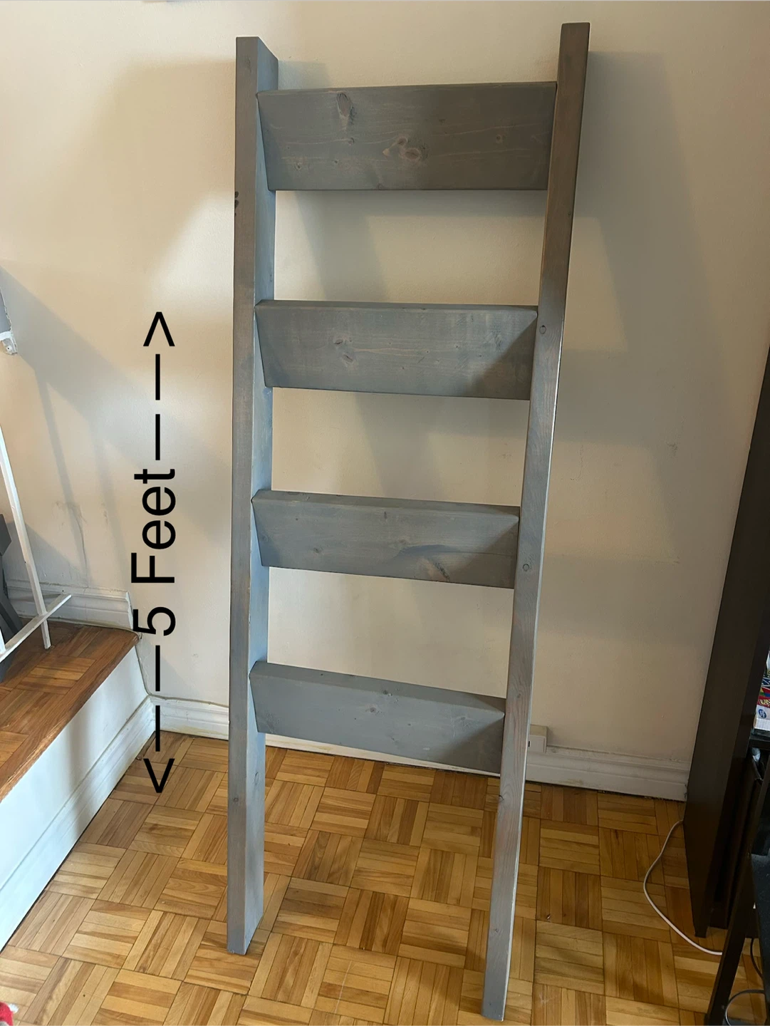 Rustic Grey Wooden blanket ladder - 5 Feet Tall