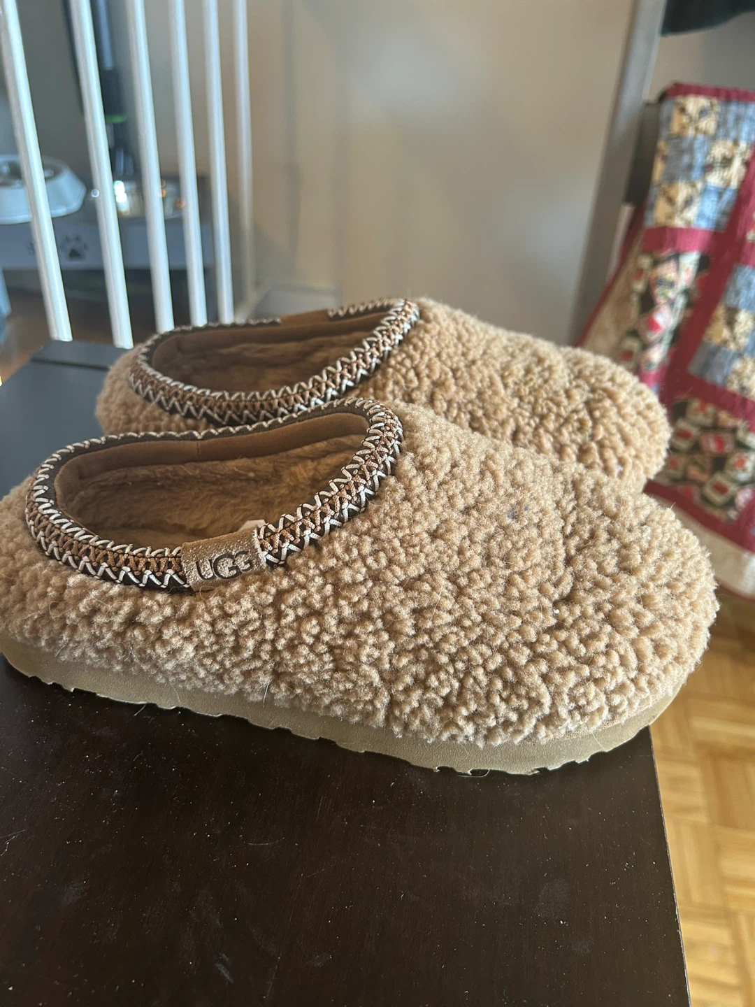 Ugg Brown Tasman Maxi Curl Fleece Slip ons Size 8