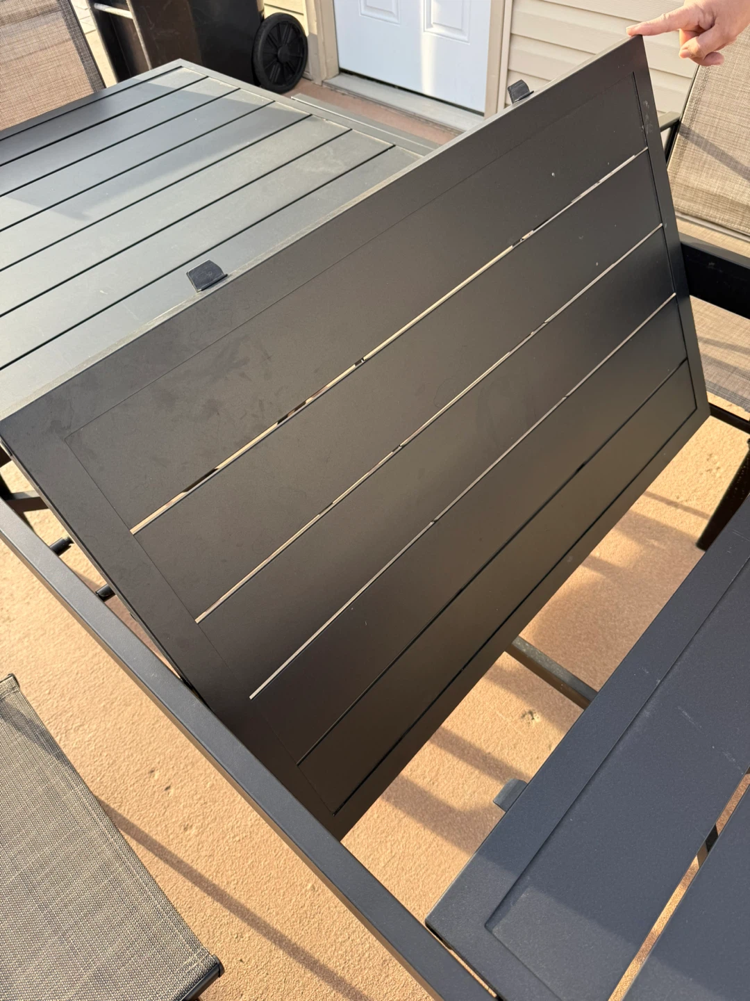 Dark Grey Metal extendable Outdoor Dining Set with 8 Chairs - photo 4