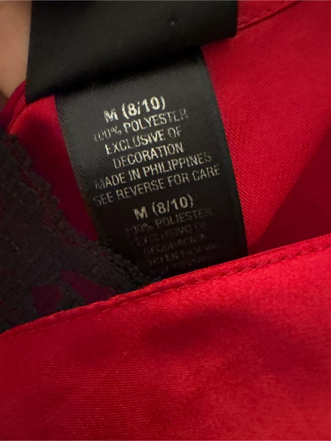 Red Satin Slip Dress with Black Lace Trim - Size M - photo 5
