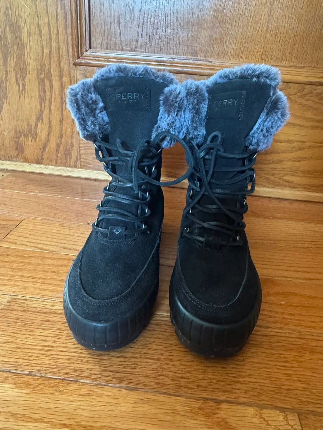 Sperry Black Suede Fur Trim Winter Boots - photo 2