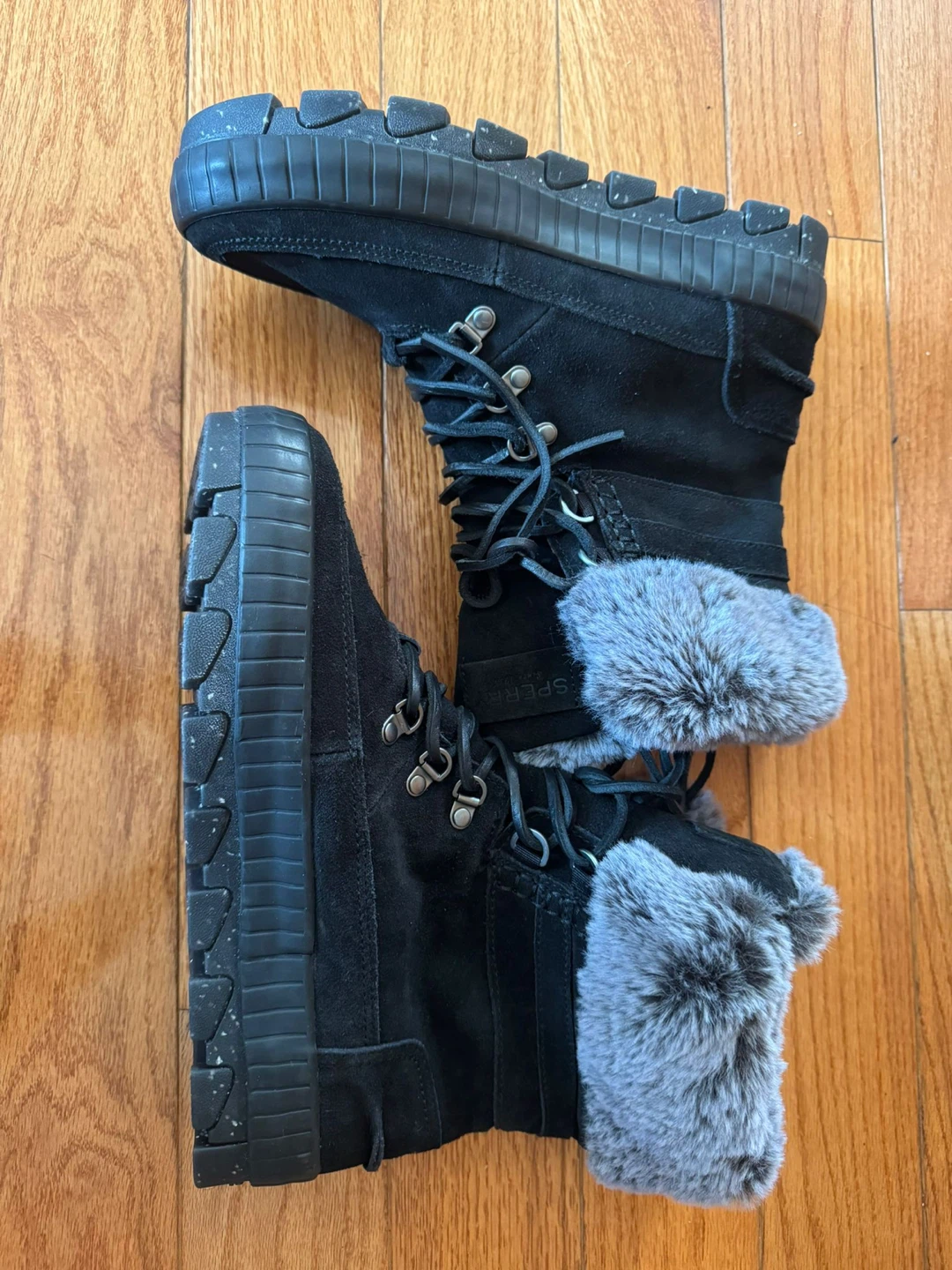 Sperry Black Suede Fur Trim Winter Boots - photo 5