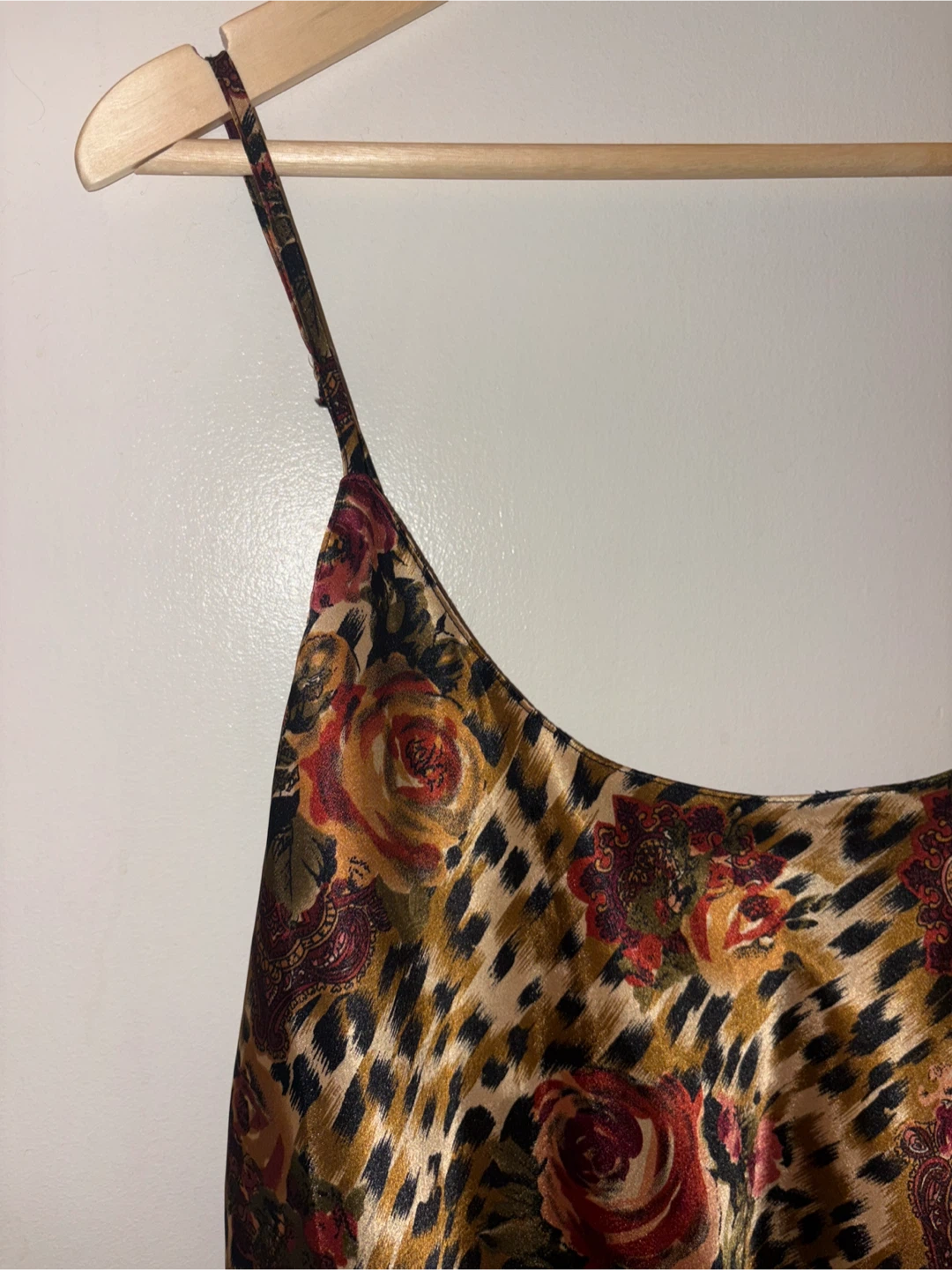 Satin Slip Dress with Floral and Leopard Print - photo 3