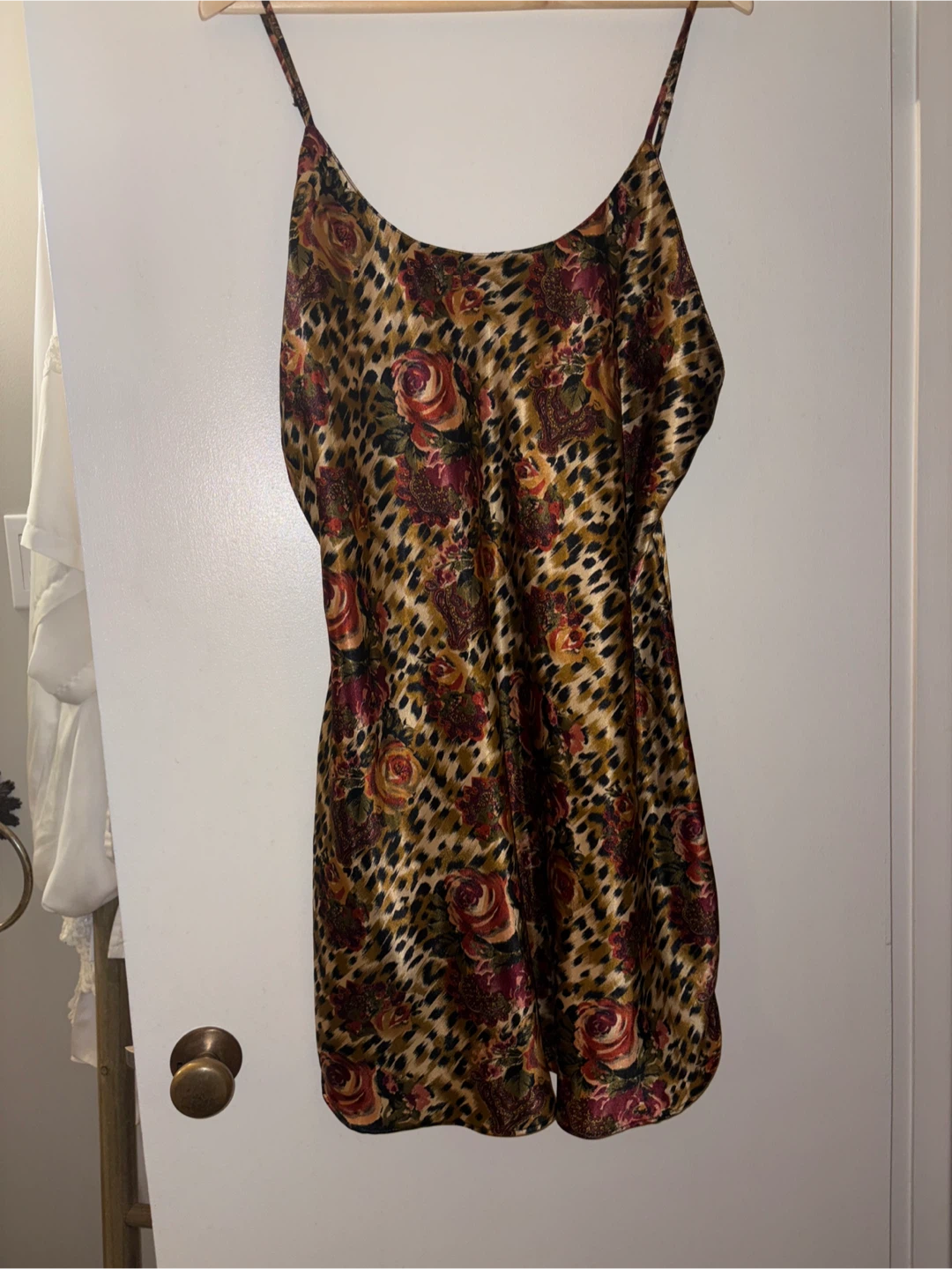 Satin Slip Dress with Floral and Leopard Print - photo 5