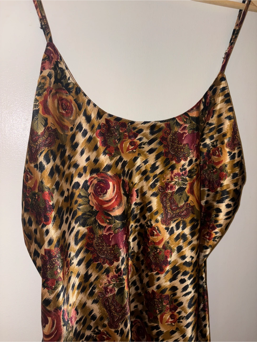 Satin Slip Dress with Floral and Leopard Print - photo 2