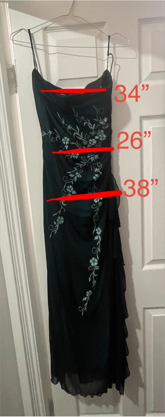 Green Ruched Strapless Dress with Floral Embroidery - photo 2