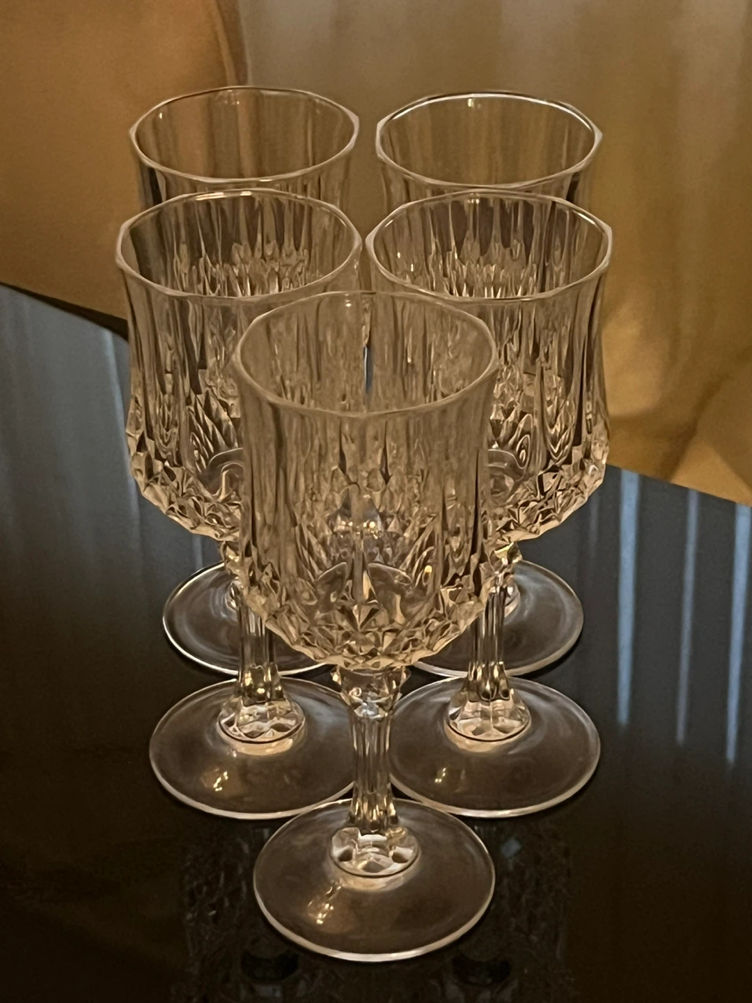 Set of 5 Crystal Cut Wine Glasses - photo 2