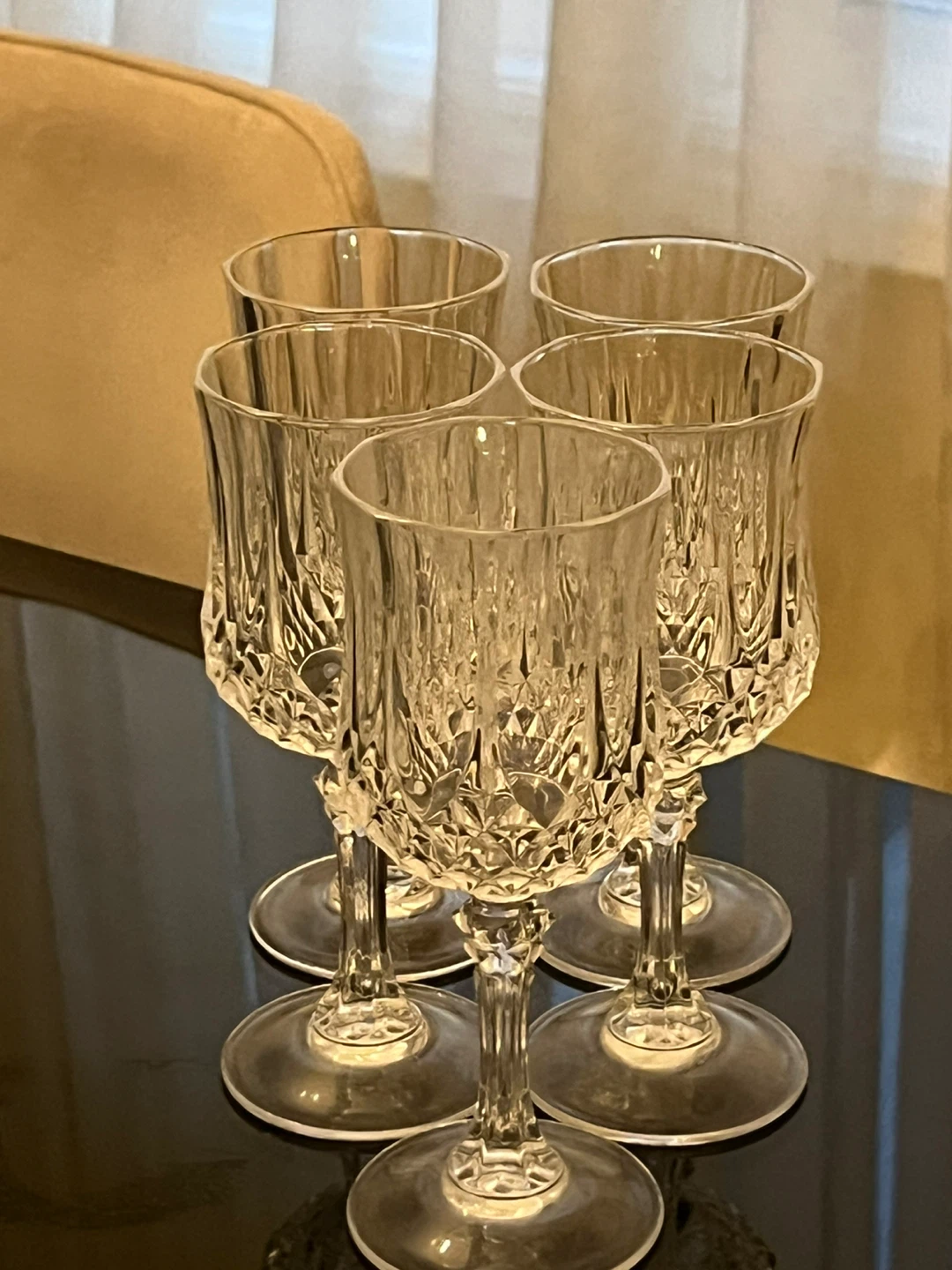 Set of 5 Crystal Cut Wine Glasses - photo 3