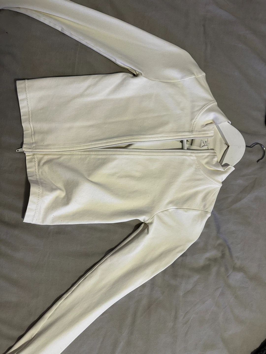Garage White Zip-Up BBL Jacket with Thumbholes