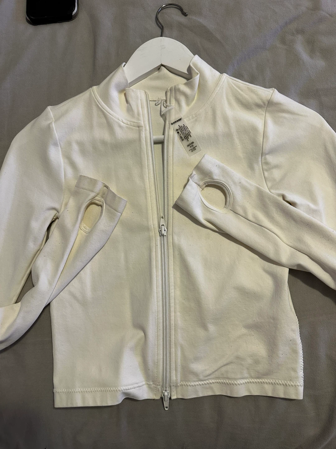 Garage White Zip-Up BBL Jacket with Thumbholes - photo 2