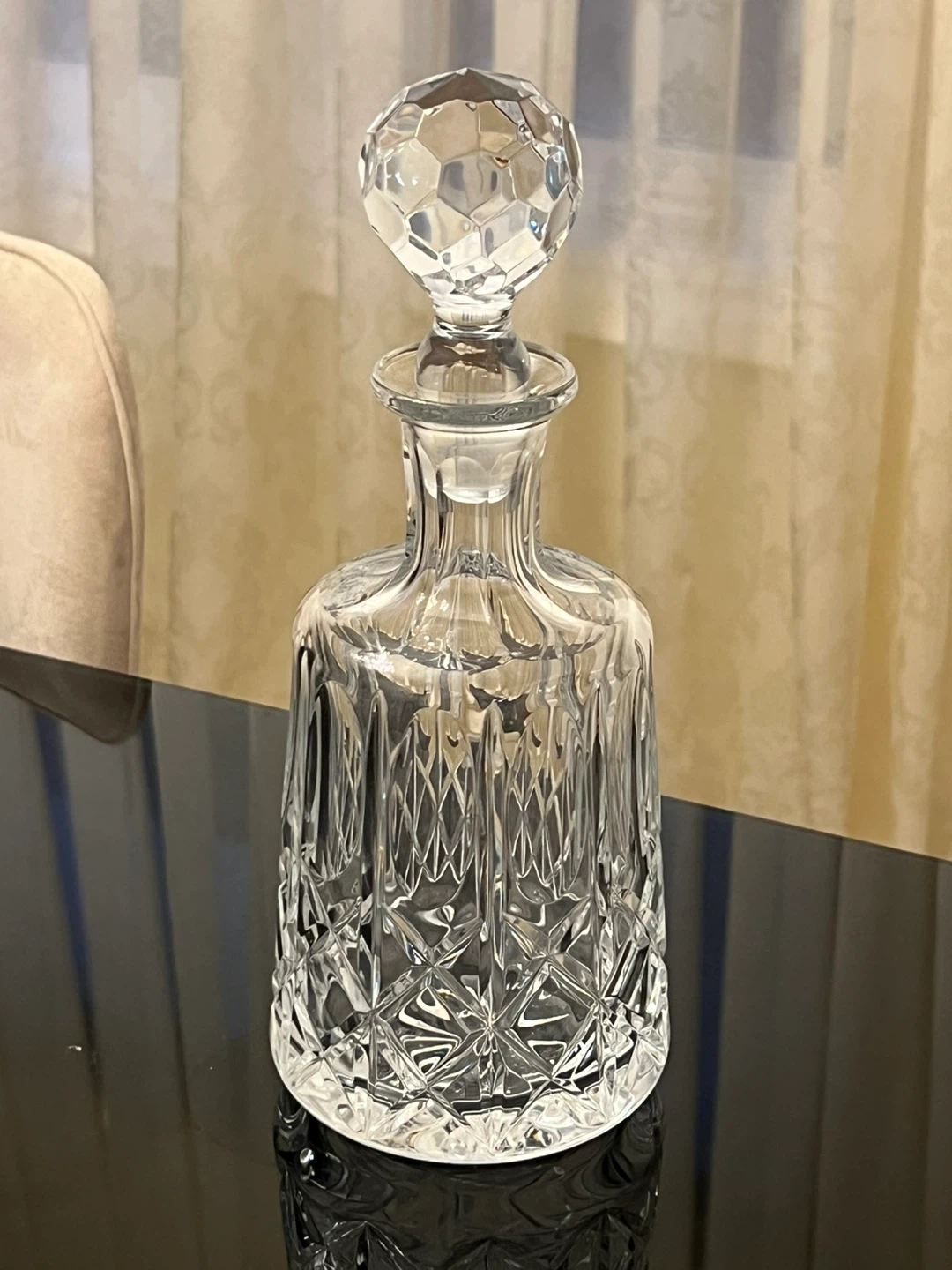 Crystal Decanter with Faceted Stopper