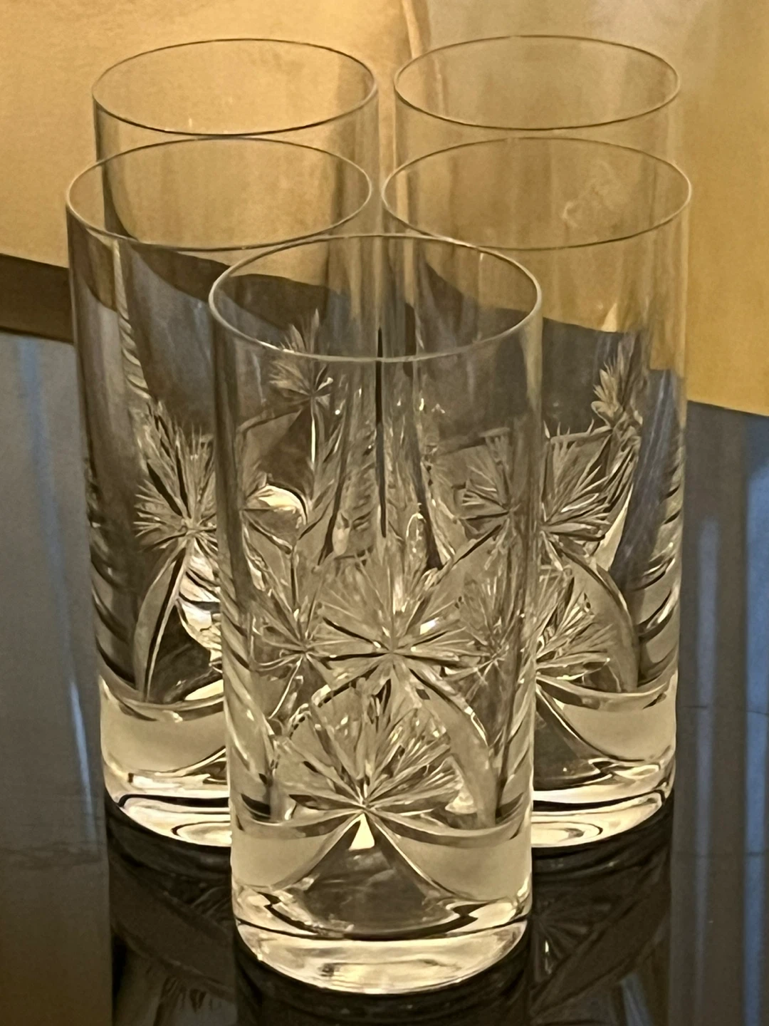 Set of 4 Crystal Cut Highball Glasses - photo 3