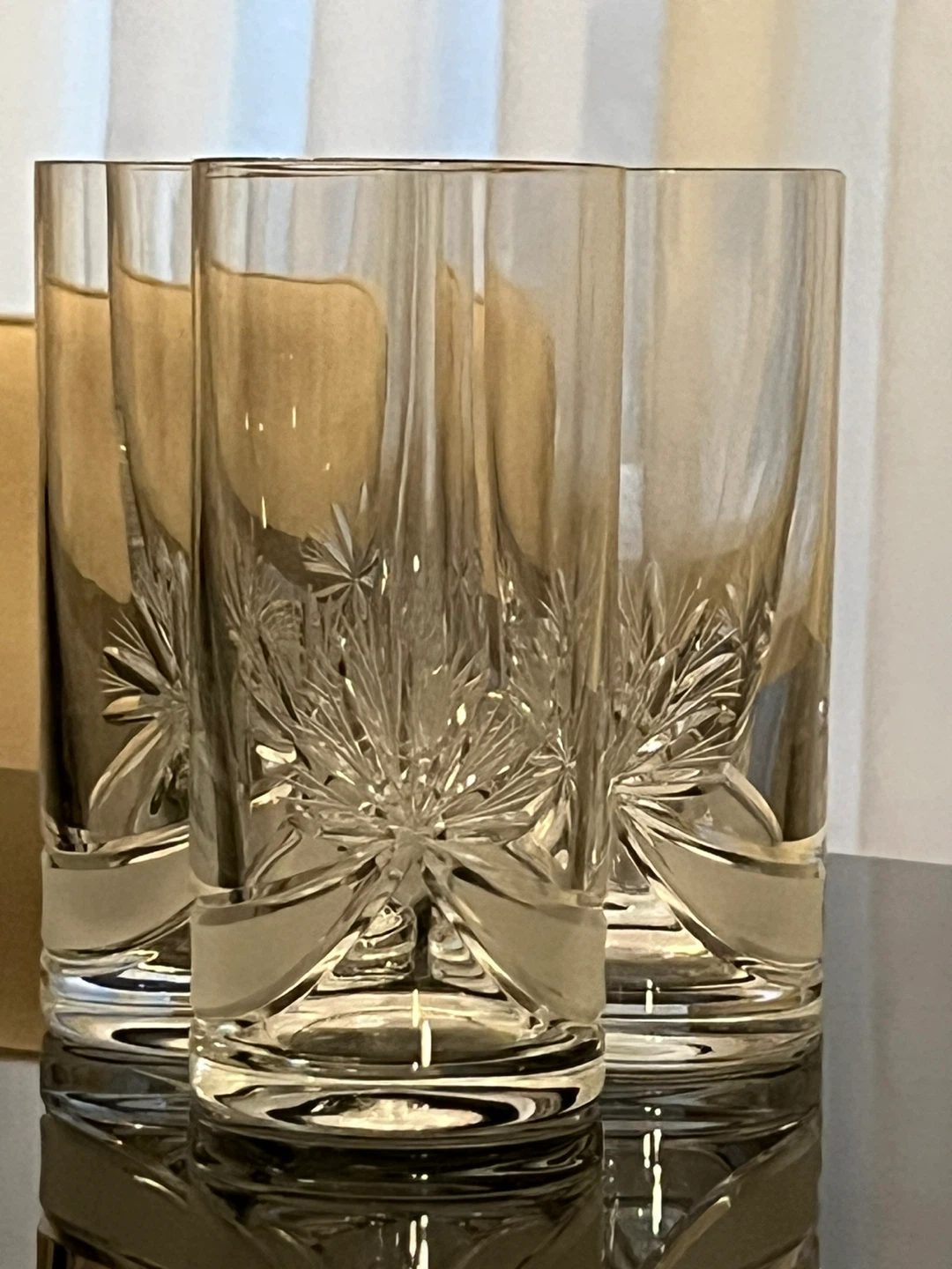 Set of 4 Crystal Cut Highball Glasses