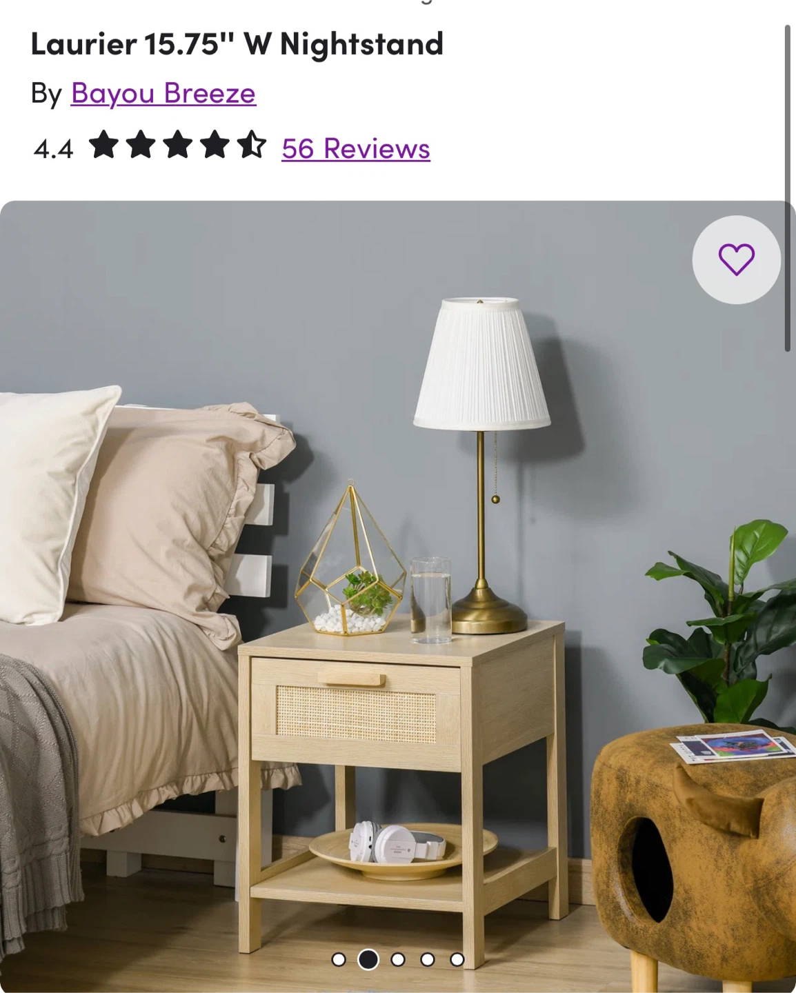 Moving sale - Light Wood Nightstand with Rattan Drawer Front