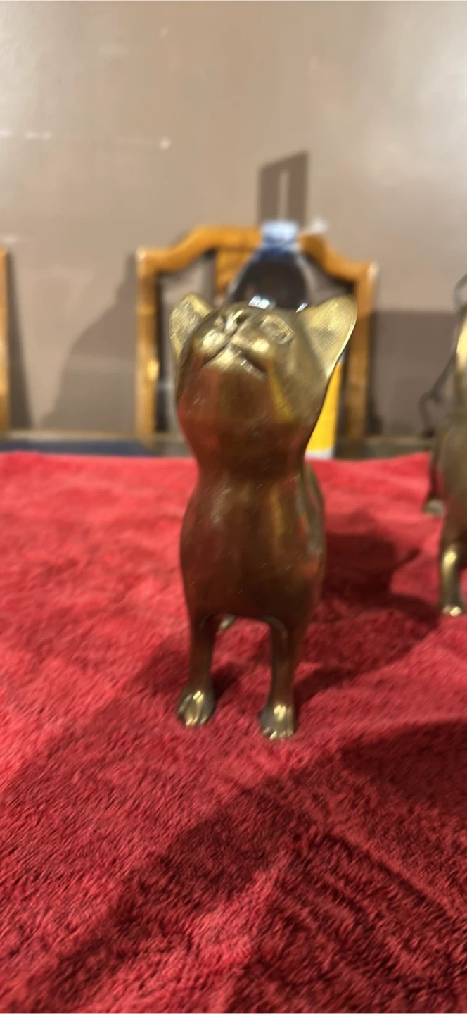 Set of 3 Brass Cat Figurines - photo 4