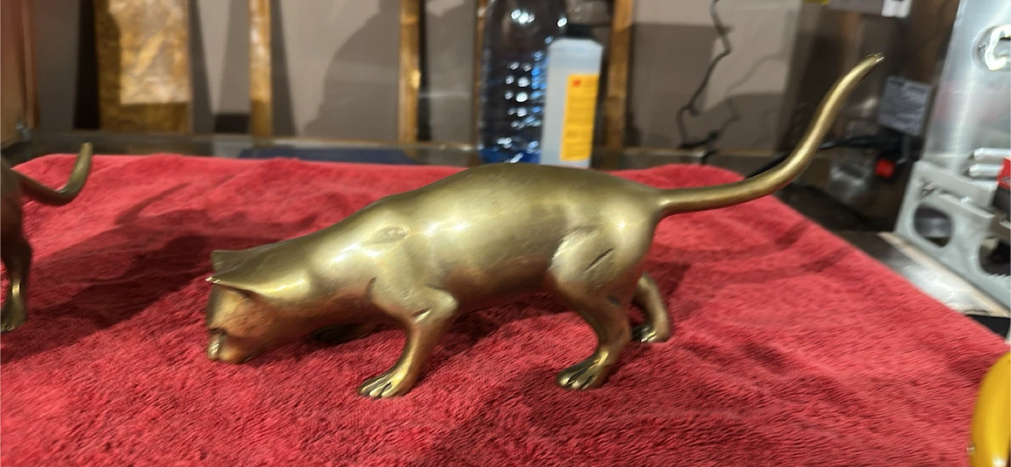 Set of 3 Brass Cat Figurines - photo 5