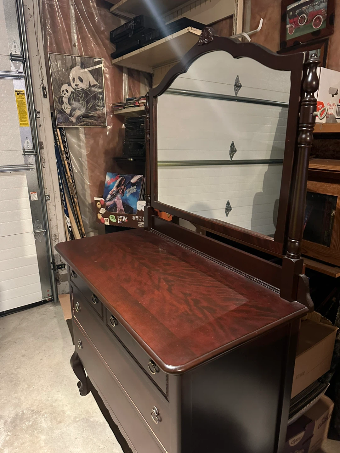 Vintage Dark Wood Dresser with Mirror - photo 2