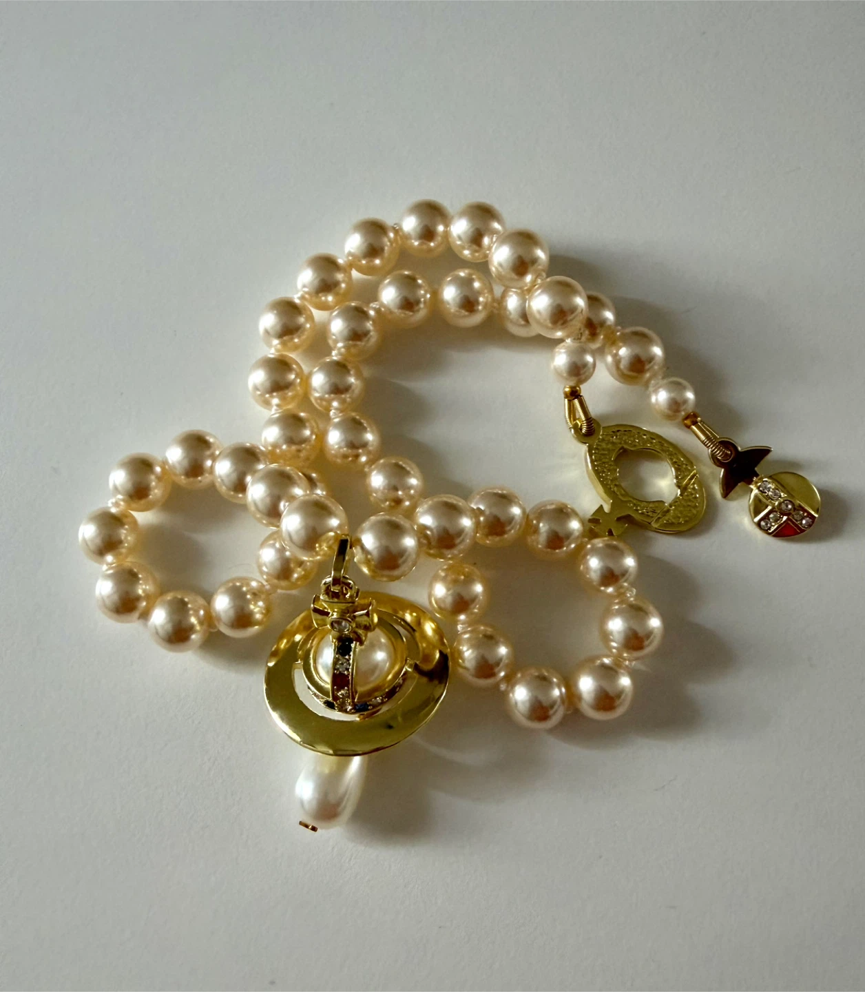 Pearl Saturn Pendant Vintage Necklace - photo 2