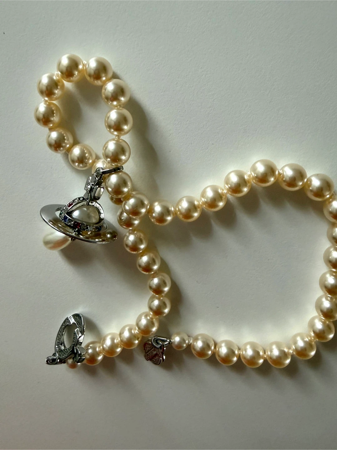 Pearl Saturn Pendant Vintage Necklace - photo 4