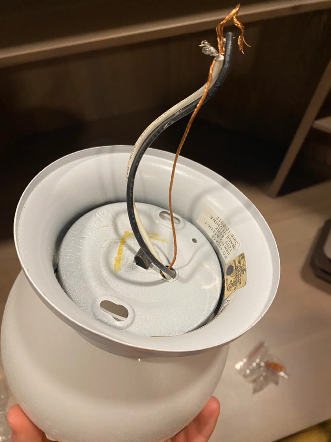 Pair of 6” White Glass Orb Flush Mount Ceiling Lights - photo 4