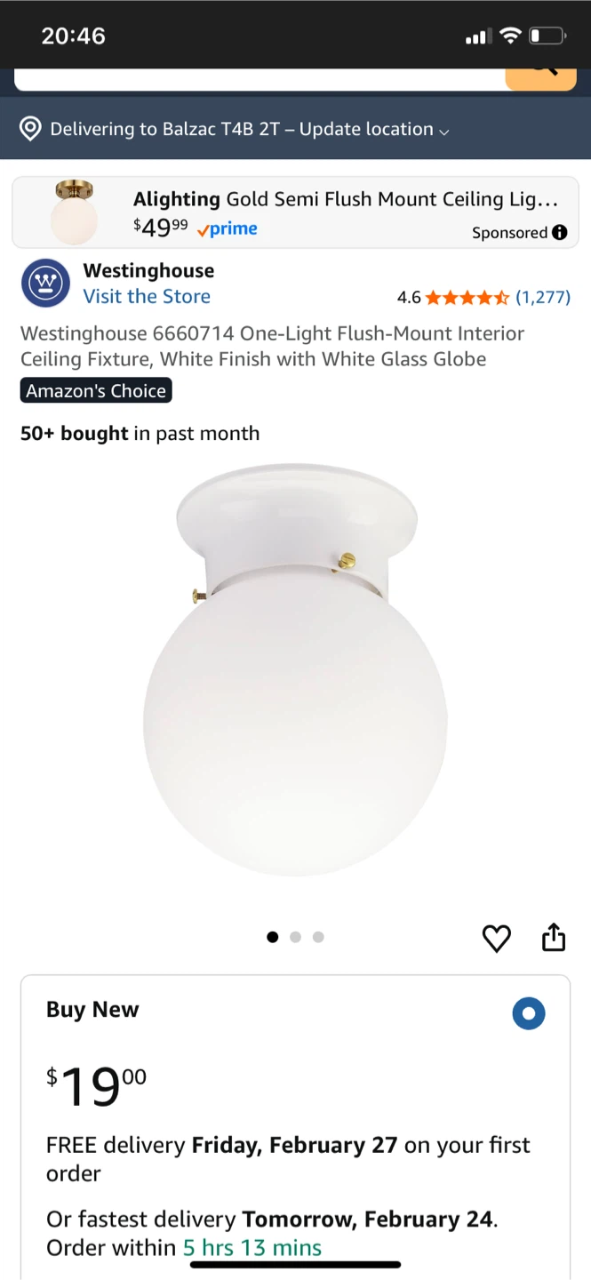 Pair of 6” White Glass Orb Flush Mount Ceiling Lights - photo 2