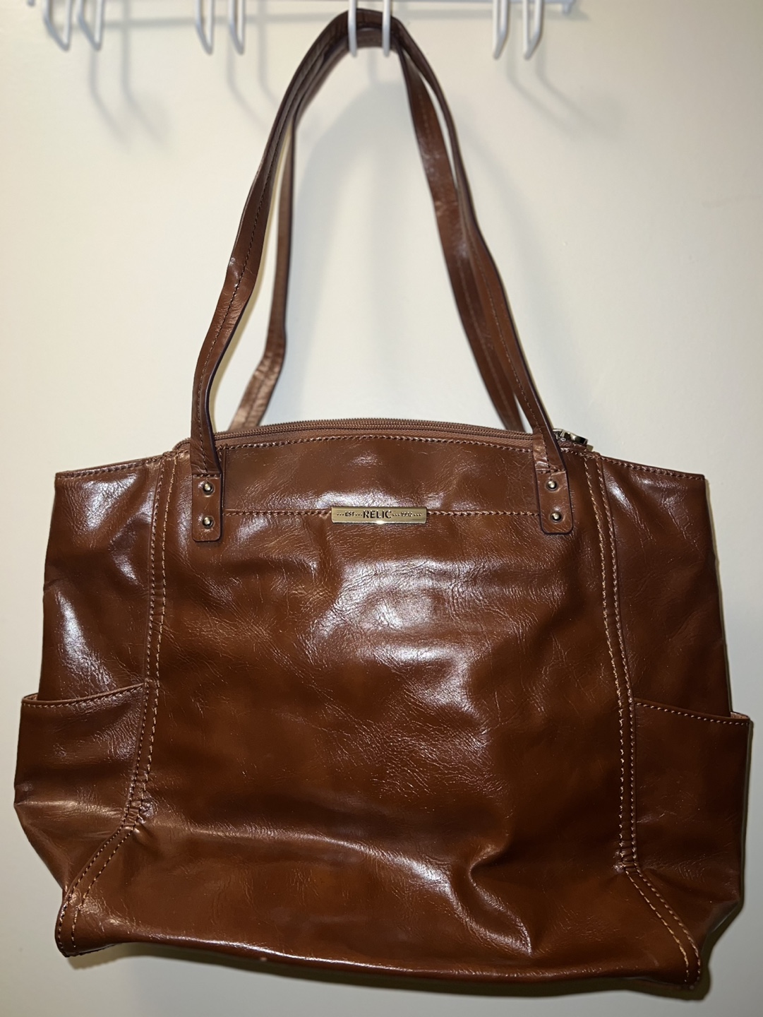 Vintage Brown Leather Tote Bag by Relic