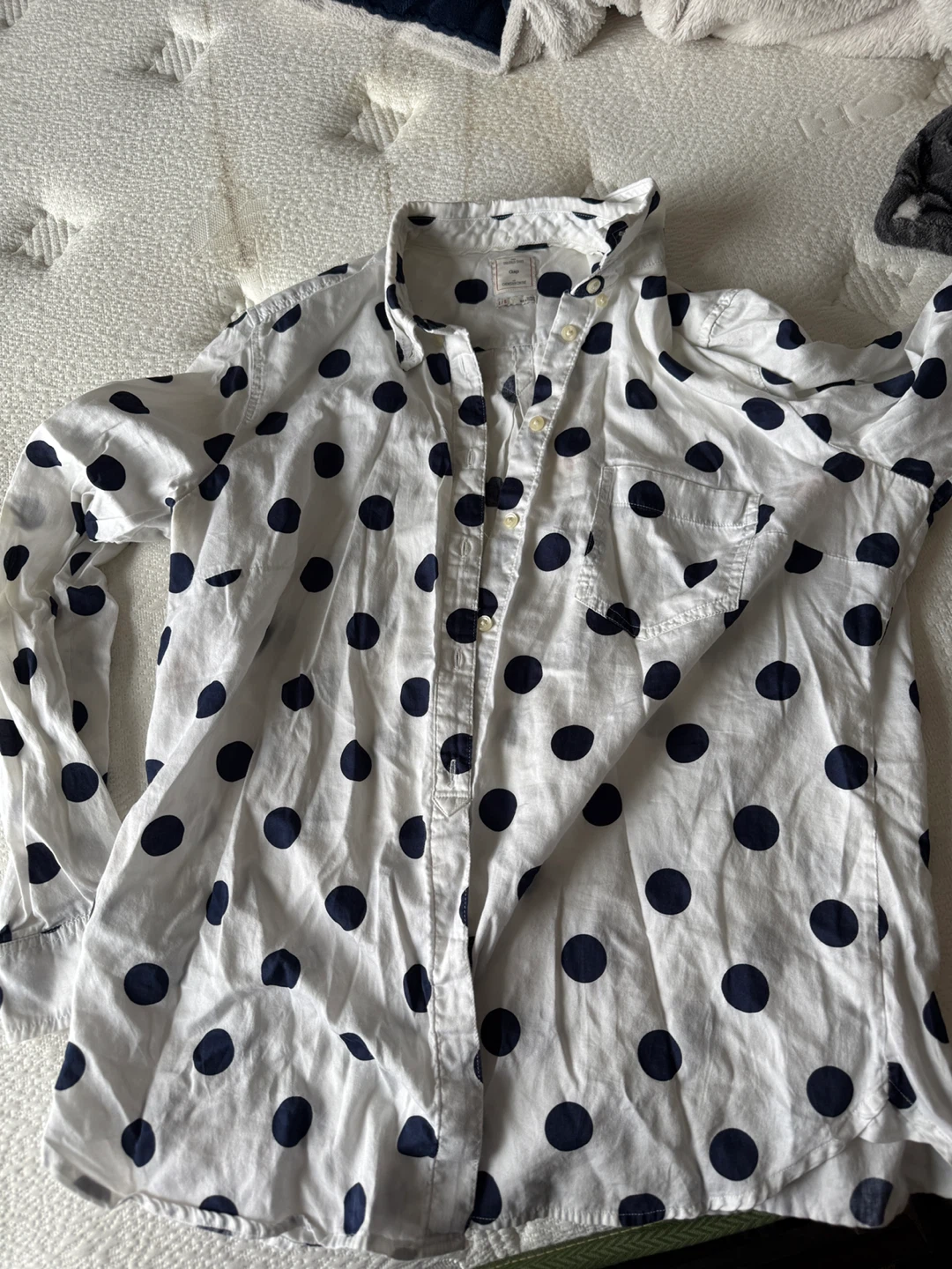 Gap Tailored Shirt Navy Polka Dot Size L