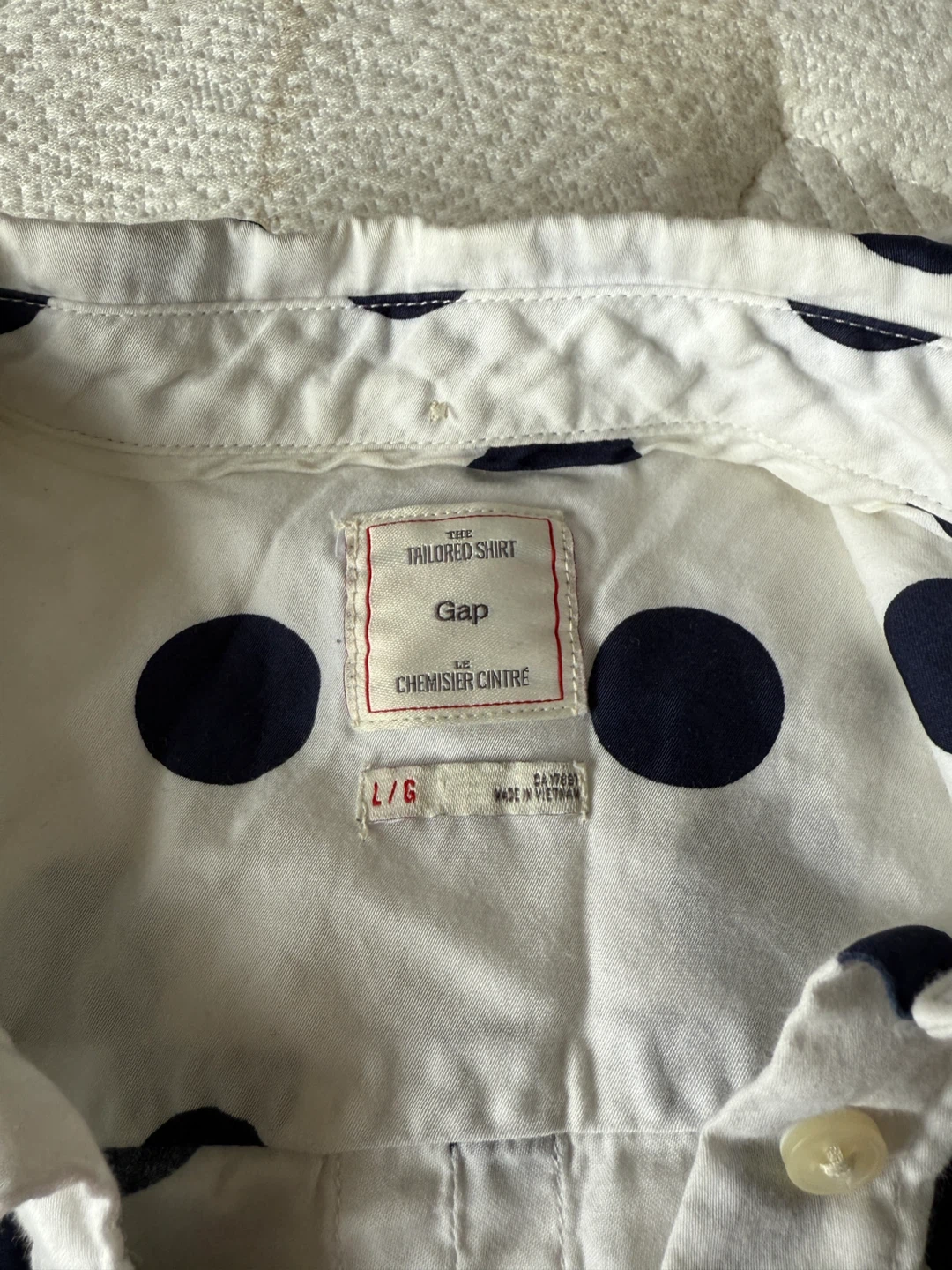 Gap Tailored Shirt Navy Polka Dot Size L - photo 2